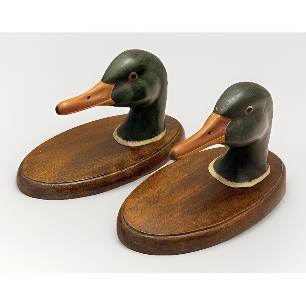 VTG Duck Wood Decoy Wall Hanger 2PC Towel Coat Hooks Retro French Country Farm